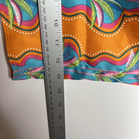 Chelsea Peers Pajama Set Womens Large 14 Orange Tropical Satin 2 Piece Wrap Top - Picture 14 of 16